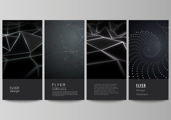 The minimalistic vector illustration of the editable layout of flyer, banner design templates. 3d polygonal geometric modern design abstract background. Science or technology vector illustration.