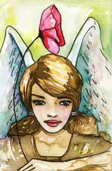 Photo sur Plexiglas Inspiration picturale Une image d& 39 un ange sous la forme d& 39 une belle fille.