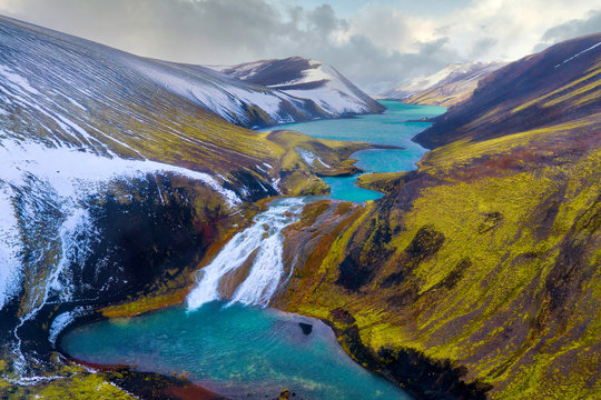 Volcanic Crater In The Highlands Of Iceland Aerial