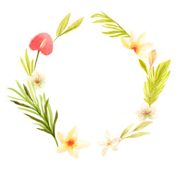 Obraz premium Hand drawn watercolor tropical frame.