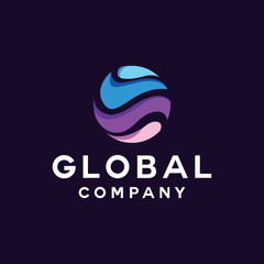 Globe Technology Logo Design Vector. Global Symbol and App emblem icon for company.