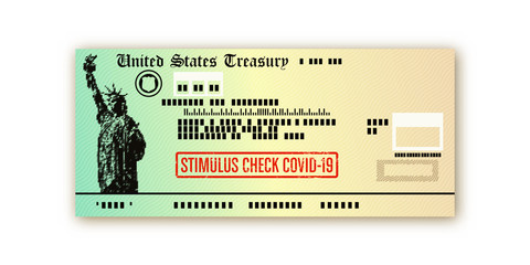 Covid-19 US stimulus check payment vector design - social security and financial relief illustration - 343095609