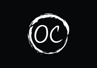 Creative OC Initial Letter Brush Circle Logo Design Unique Symbol Artistic Monogram Illustration