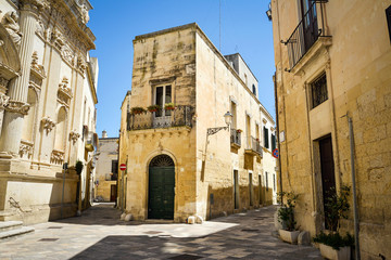 Lecce street view in a beautiful sunny day, Puglia, southern Italy. Europe.