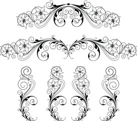 set of decorative floral elements