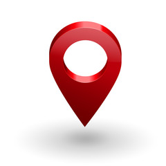 Location symbol isolated on white background. Web location point, pointer. 3D rendering.