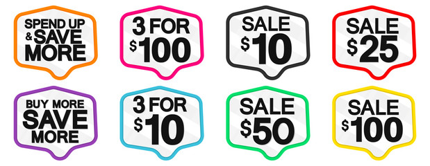 Set Sale banners design template, discount tags, vector illustration
