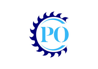 Stylized Logo with Initials PO and Gear Design Emblem Concept for Engineering Company Identity