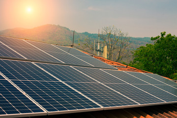 Solar panel installed on the orange roof