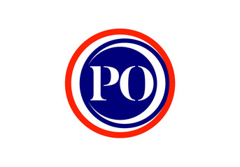 Modern Initial P O Logo Design With Circle Frame For Business Corporate Company Identity Brand
