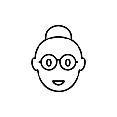 Grandmother line icon, outline vector sign, linear style pictogram isolated on white. Grandma symbol, logo illustration.