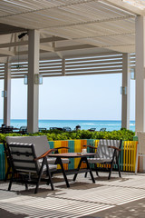 Flowers in the beach cafe decoration