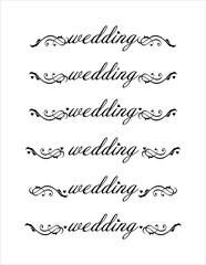 wedding inscription with decorative curl elements, wedding symbol