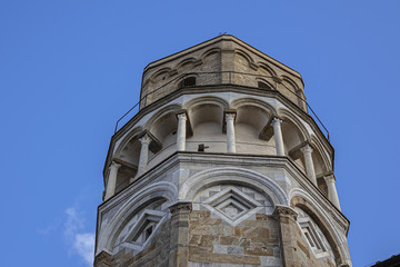 The Church of San Nicola (Chiesa di San Nicola) first mentioned during the XI century, built by the Augustinian monks, bell tower dates back to 1170. Pisa, Italy.