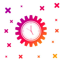 Color Time Management icon isolated on white background. Clock and gear sign. Productivity symbol. Gradient random dynamic shapes. Vector Illustration