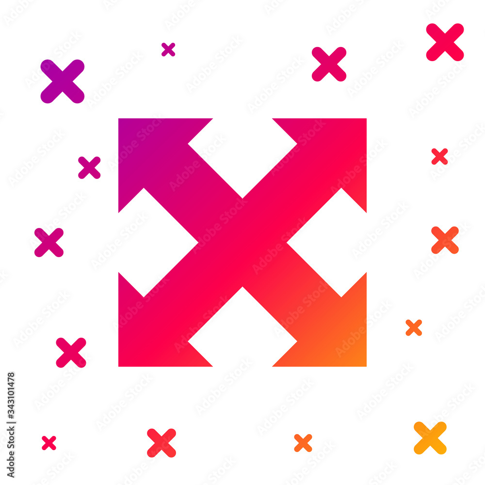 Poster color arrows in four directions icon isolated on white background. gradient random dynamic shapes. v