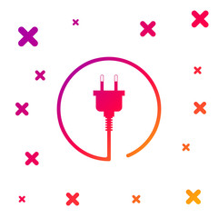 Color Electric plug icon isolated on white background. Concept of connection and disconnection of the electricity. Gradient random dynamic shapes. Vector Illustration
