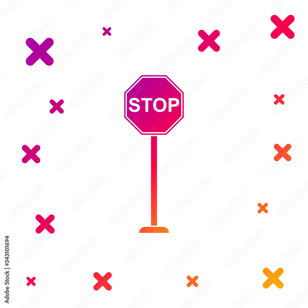 Poster color stop icon isolated on white background. traffic regulatory warning stop symbol. gradient rando
