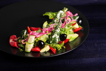 Proper nutrition. Salad with vegetables. Salad for lunch. Restaurant dish.
