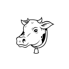 Cow head logo or icon, farm domestic animal.