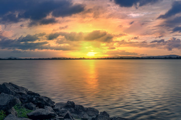 An evening sunset in Parakrama Samudraya Sri Lanka