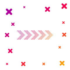Color Dots arrow icon isolated on white background. Gradient random dynamic shapes. Vector Illustration