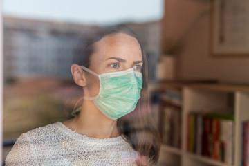 Woman in quarantine during coronavirus outbreak