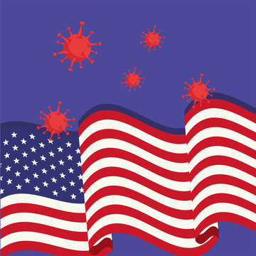 Covid19 Pandemic Particles With Usa Flag