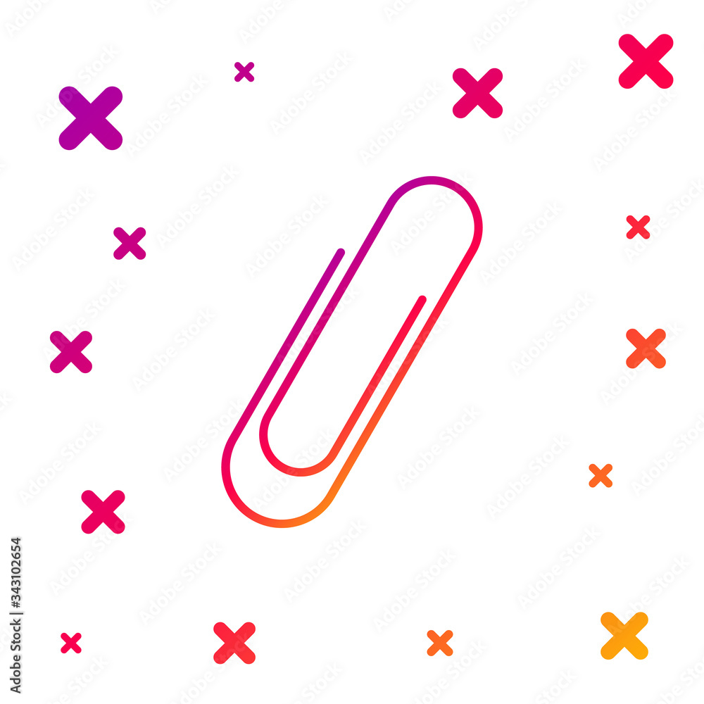 Poster color paper clip icon isolated on white background. gradient random dynamic shapes. vector illustrat