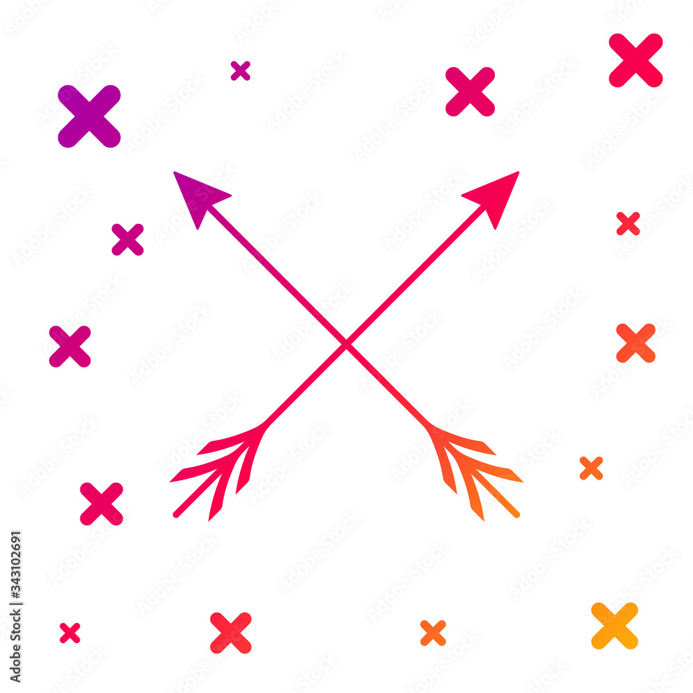 Poster color crossed arrows icon isolated on white background. gradient random dynamic shapes. vector illus