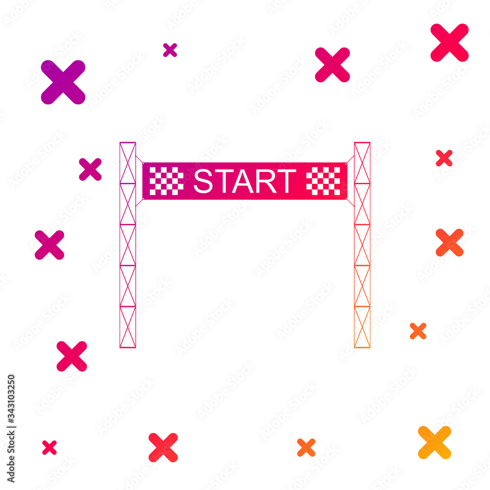 Poster color starting line icon isolated on white background. start symbol. gradient random dynamic shapes.