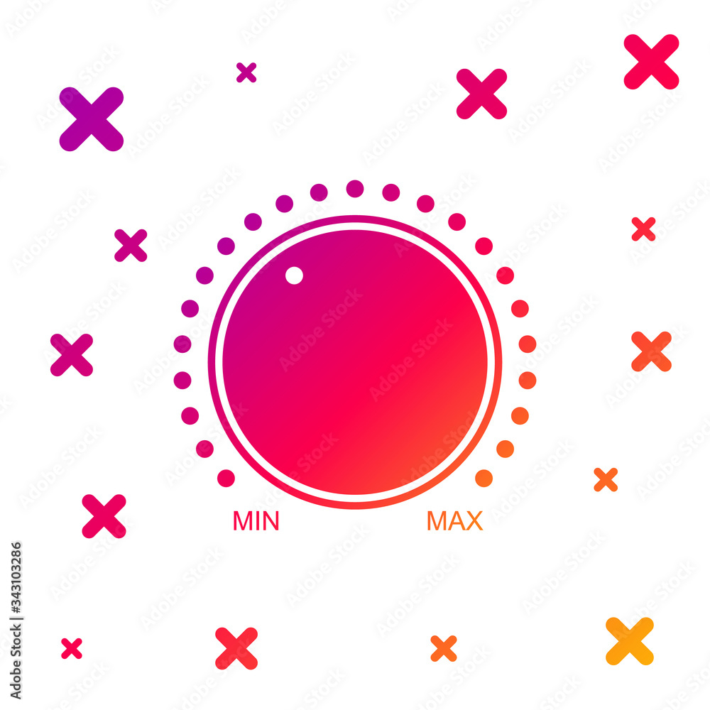 Poster color dial knob level technology settings icon on white background. volume button, sound control, mu
