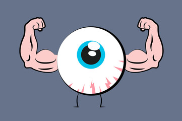 Vector Isolated Illustration of an Eye with Strong Arms