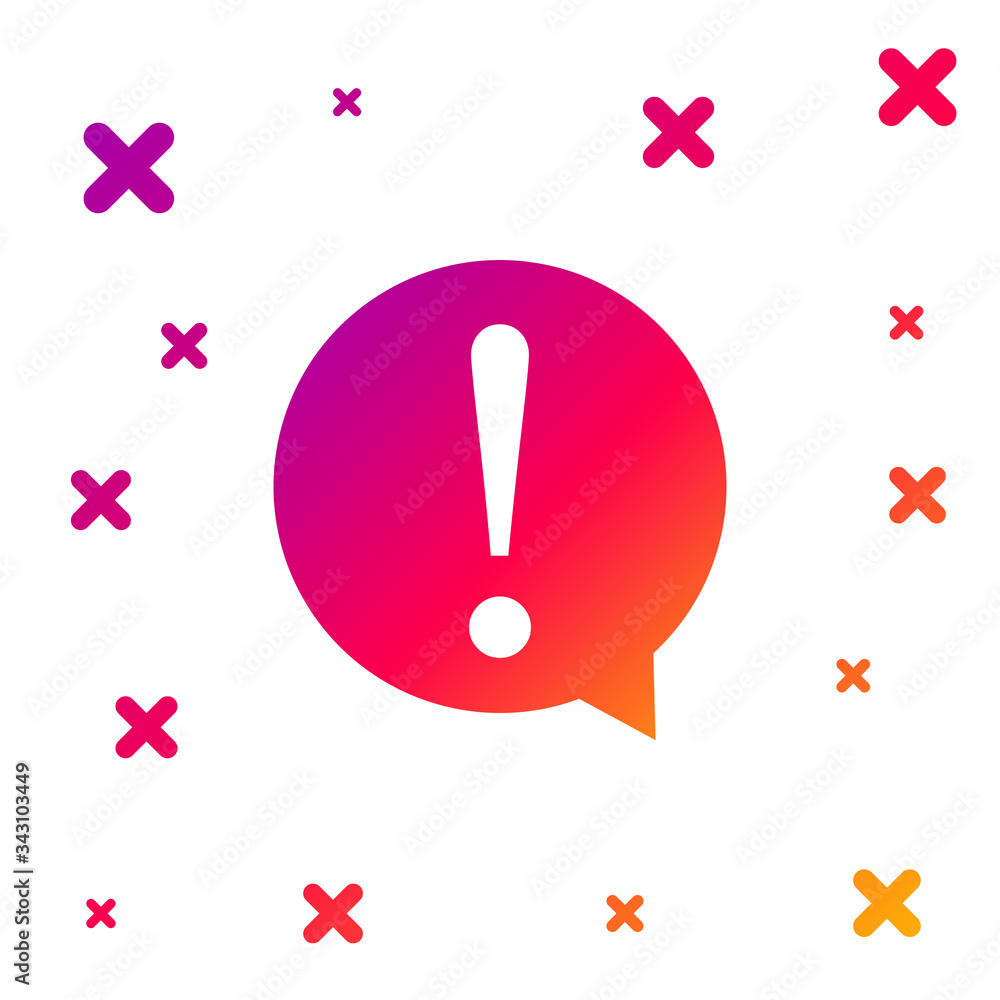 Poster color exclamation mark in circle icon isolated on white background. hazard warning symbol. faq sign.