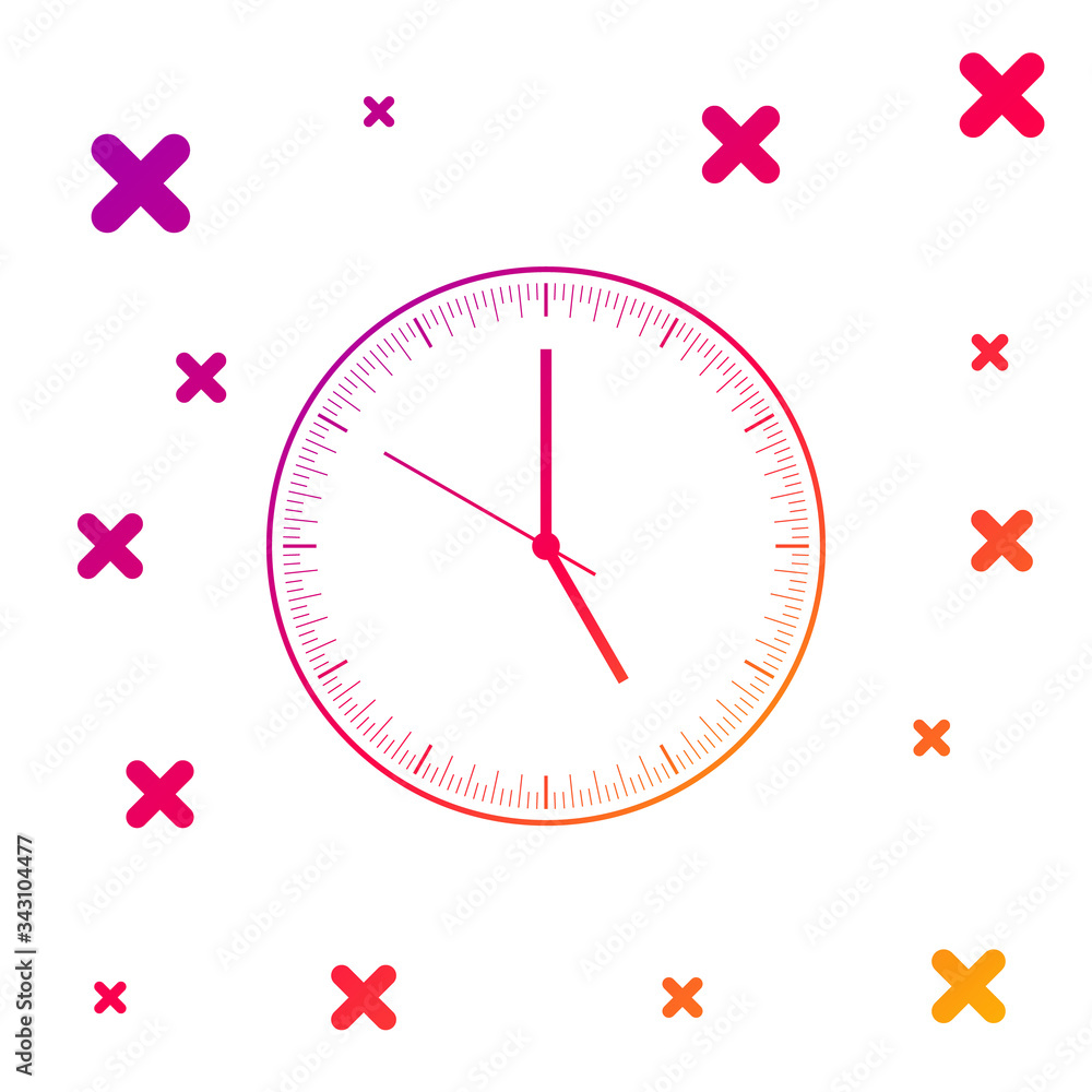 Poster color clock icon isolated on white background. time icon. gradient random dynamic shapes. vector ill