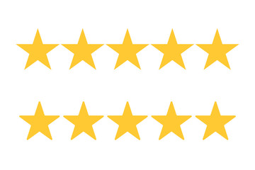 five yellow star icon golden review vector