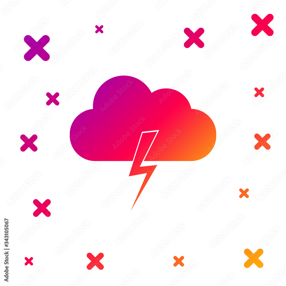 Aufkleber color storm icon isolated on white background. cloud and lightning sign. weather icon of storm. grad