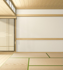 tropical style room interior, empty room japan style. 3D rendering