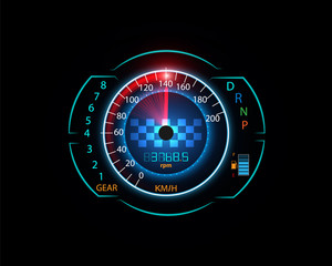 Speed meter motion background with fast speedometer car. Racing and velocity background.