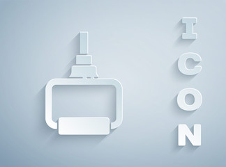 Paper cut TPX loop training equipment icon isolated on grey background. Sport equipment. Paper art style. Vector Illustration