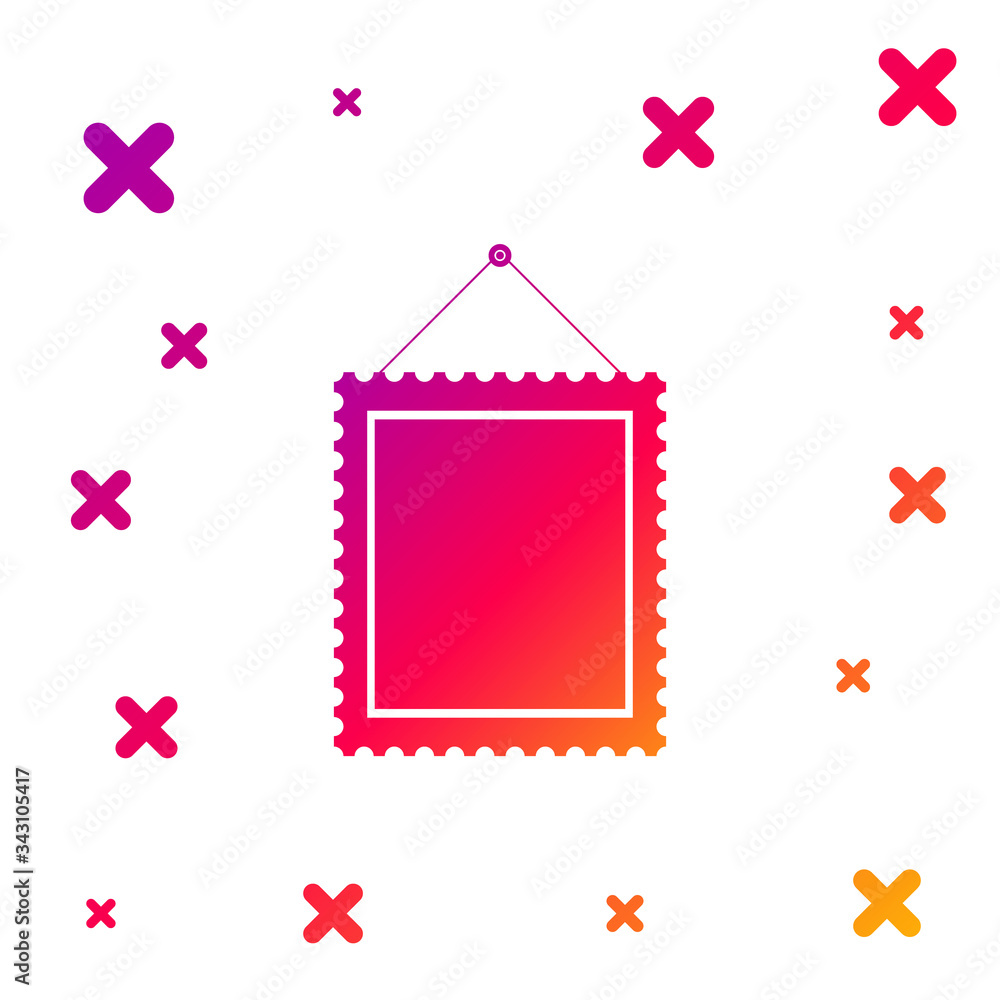 Poster color rectangular picture frame hanging on the wall icon isolated on white background. gradient rand