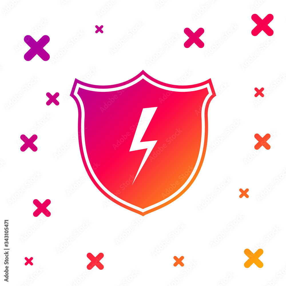 Aufkleber color secure shield with lightning icon isolated on white background. security, safety, protection, 