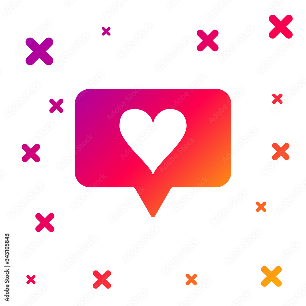 Poster color like and heart icon isolated on white background. counter notification icon. follower insta. g