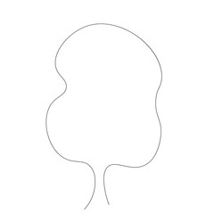 Tree silhouette line drawing, vector illustration