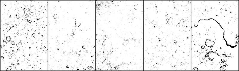 Set of grunge background black and white. Dark texture dirty. Rust effect. Distressed overlay texture of cracked. Halftone vector illustration, Eps 10.