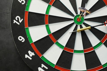 Darts. The dart for playing in the game board is stuck. Hit the sector in darts. The concept of a...