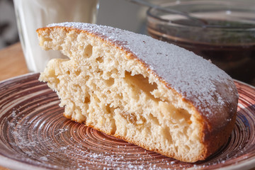 a piece of diet cake on a brown plate
