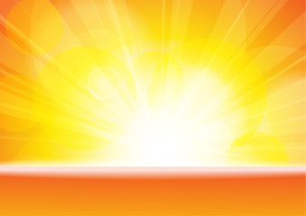 Vector : Abstract yellow and orange sun shine with bokeh