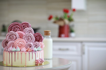 Beautiful festive cake biscuit with different creams