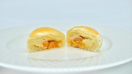 Chinese pastry bean cake with salt egg yolk